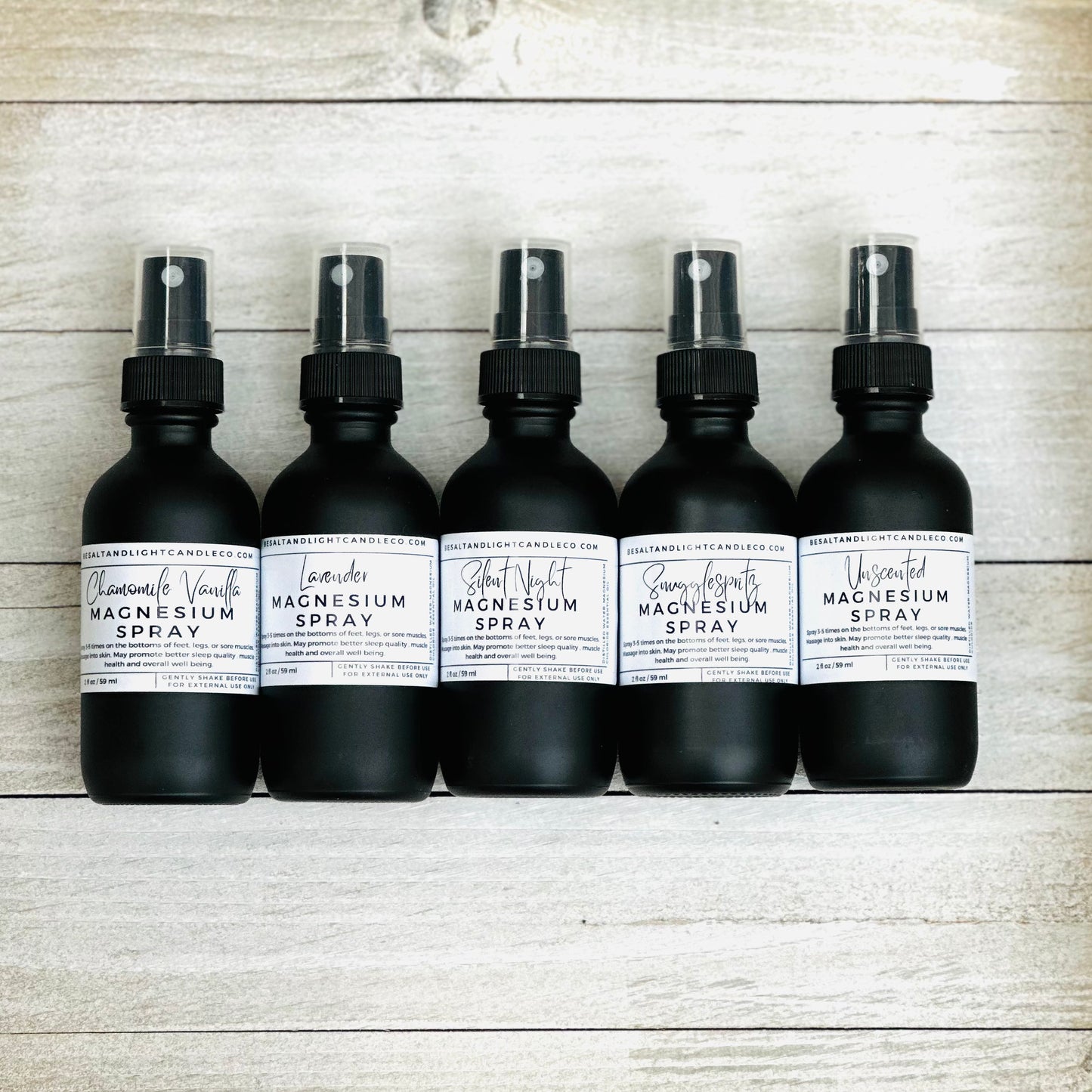 Magnesium Oil Spray in Black Frosted Glass Bottle w/ Fine Mist Sprayer (2 fl oz/59 ml)