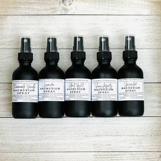 Magnesium Oil Spray in Black Frosted Glass Bottle w/ Fine Mist Sprayer (2 fl oz/59 ml)